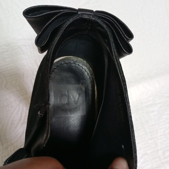 Dolce Vita Womens Black Suede Ankle Boots With Bow Detail Size 8 Stiletto Heel M - Picture 3 of 10